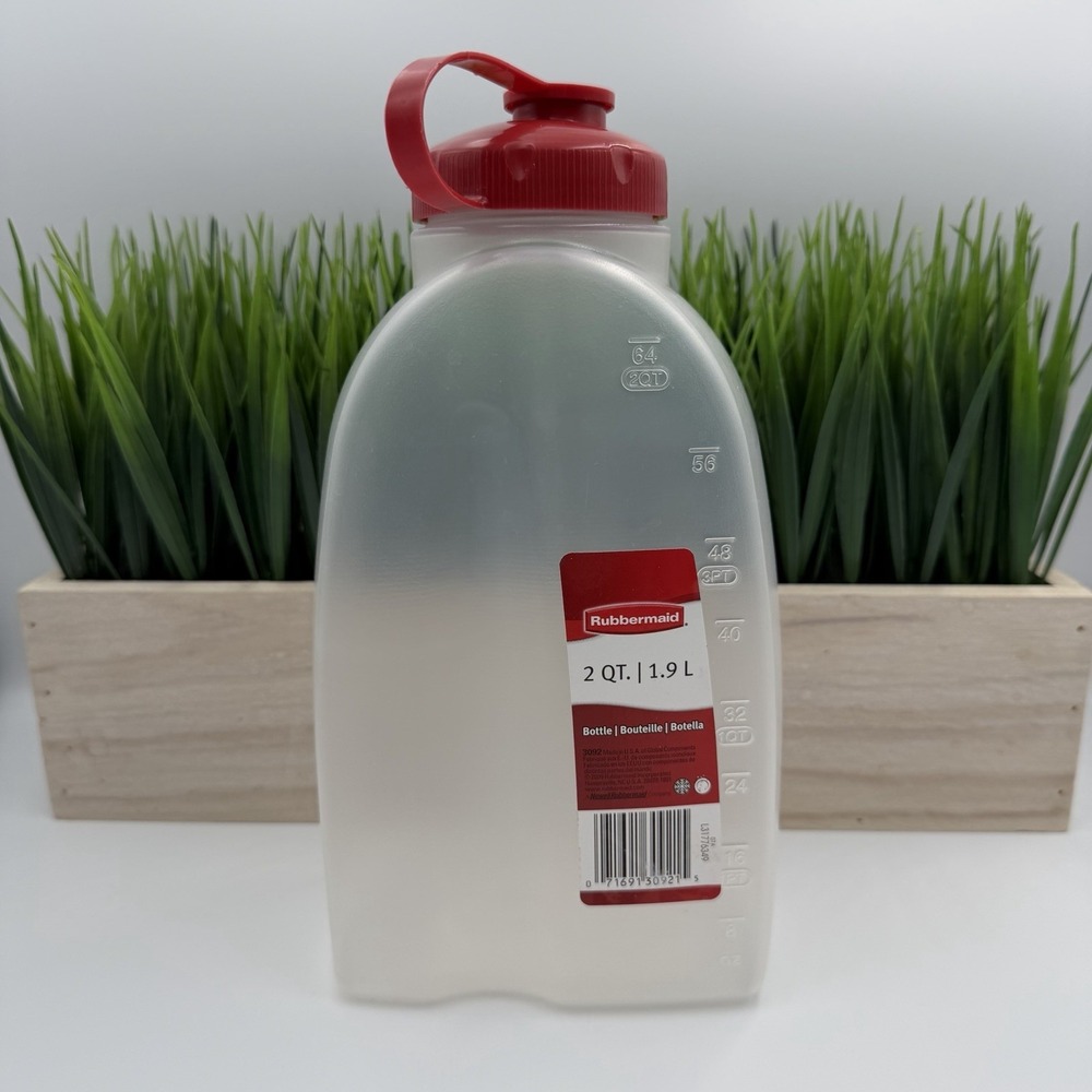 Rubbermaid Bottle 2 QT Pitcher Water Liquid Container Red Flip Lid #3092